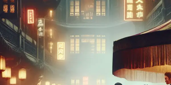 A glamorous Shanghai nightlife scene featuring elegantly dressed patrons in a vintage cabaret, with hints of nostalgia and sensuality.